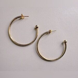 1.5” Large Gold Hoop Earrings, Pierced Hoop Earrings